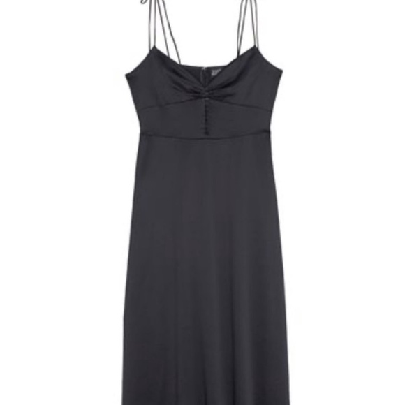 Danielle Bernstein Black Satin Midi Slip Dress - Picture 3 of 6